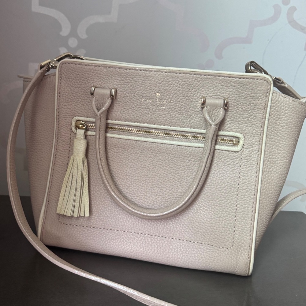 Kate Spade Allyn‎ Pastel Blush Satchel Convertible Crossbody Pebbled Leather Bag